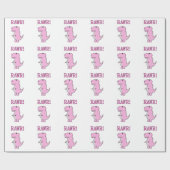 可愛い怒ピンクの漫画Tレックス恐竜のラッピング ラッピングペーパー (フラット)