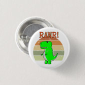 可愛い怒漫画のTレックス恐竜の夕日 缶バッジ (正面&裏面)