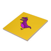 可愛い怒漫画紫恐竜 タイル (側面)