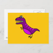 可愛い怒漫画紫恐竜 ポストカード (正面/裏面)