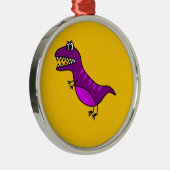 可愛い怒漫画紫恐竜 メタルオーナメント (右)