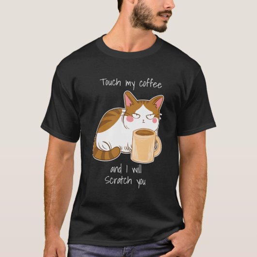可愛い怒猫コーヒー月曜日カフェイン Tシャツ (正面)