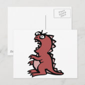 可愛い怒赤恐竜 ポストカード (正面/裏面)