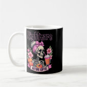 可愛い怖いコーヒーの前の夜ハロウィンお花スカル コーヒーマグカップ (左)