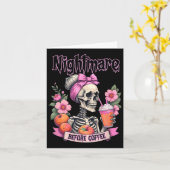 可愛い怖い夜のコーヒーハロウィンフラワーSk カード (黄色い花)