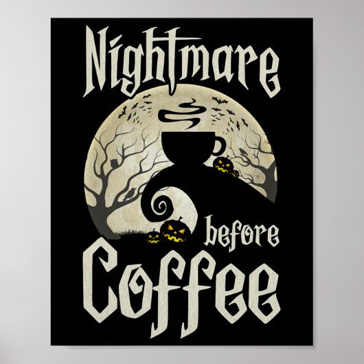 可愛い怖い夜のコーヒーハロウィーンおもしろいマグカップG ポスター (正面)