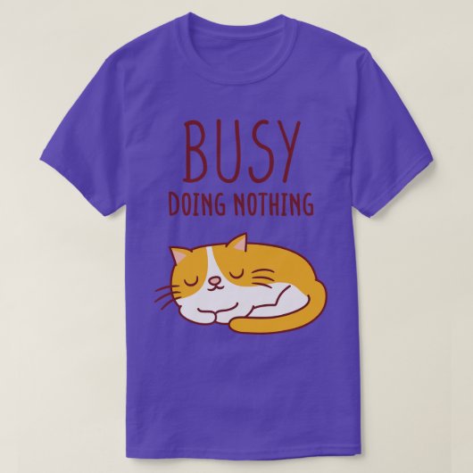 可愛い怠け忙し猫が何もしない Tシャツ (デザイン正面)