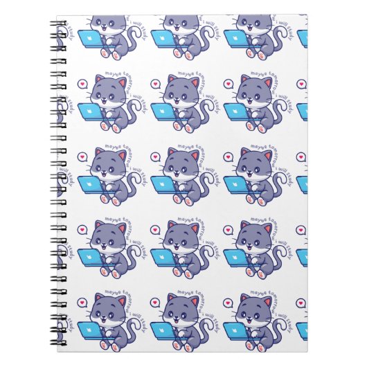 可愛い怠け者の学生 – 多分明日は勉強 ノートブック (正面)