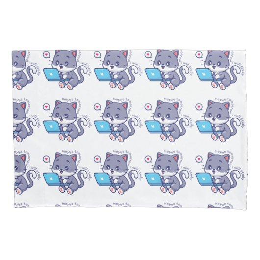 可愛い怠け者の学生 – 多分明日は勉強 枕カバー (正面)