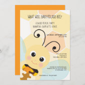 可愛い性別がベビー蜂の赤ちゃんシャワーを明かす 招待状 (正面/裏面)