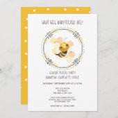 可愛い性別がベビー蜂の赤ちゃんシャワーを明かす 招待状 (正面/裏面)