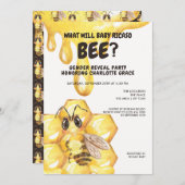 可愛い性別がベビー蜂の赤ちゃんシャワーを明かす 招待状 (正面/裏面)
