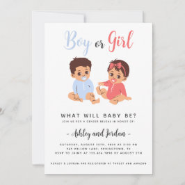 可愛い性別リビール招待状ブルー&ピンクベビー 招待状