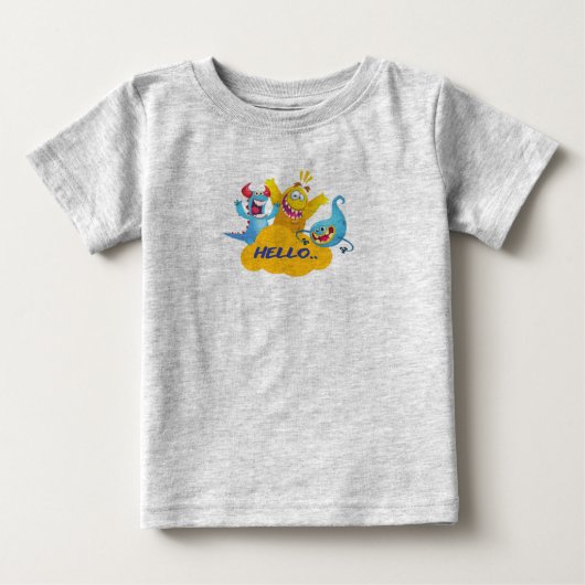 可愛い怪物が挨拶する ベビーTシャツ (正面)