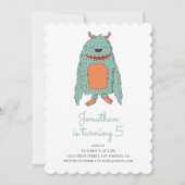 可愛い怪物。誕生日パーティーの招待。ベビーボーイ 招待状 (正面)