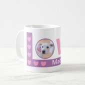 可愛い恋ハートドッグフォトバレンタインデーピンク コーヒーマグカップ (正面左)