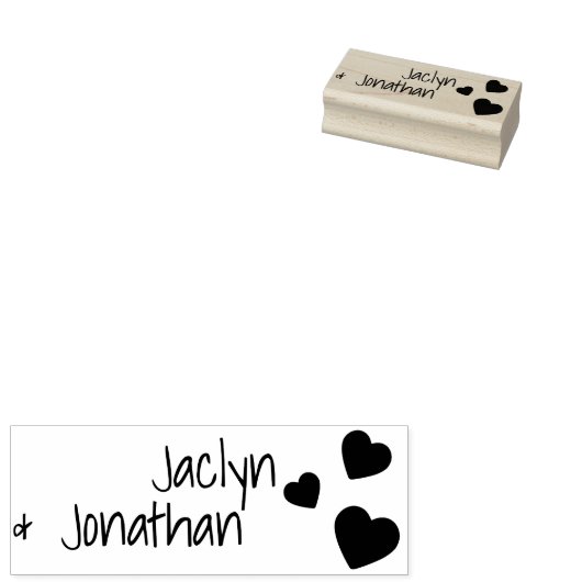可愛い恋ハート2名結婚の婚約カスタム ラバースタンプ (押印)