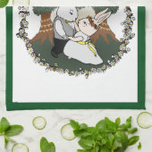 可愛い恋バニー |カスタムウェディング記念日 キッチンタオル (折り畳み)