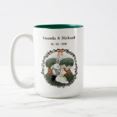 可愛い恋バニー |カスタムウェディング記念日 ツートーンマグカップ (左)