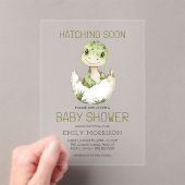 可愛い恐竜が孵化すぐ赤ちゃんシャワー アクリル招待状 (インサイチュ (ポータブル))