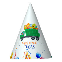 可愛い恐竜ごみトラックのバルーンバースデーボーイ