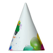 可愛い恐竜ごみトラックのバルーンバースデーボーイ パーティーハット (右)