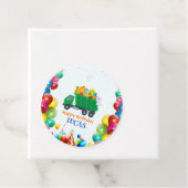 可愛い恐竜ごみトラックのバルーンバースデーボーイ フェイバータグ (インサイチュ)