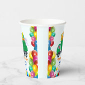 可愛い恐竜ごみトラックのバルーンバースデーボーイ 紙コップ (右)