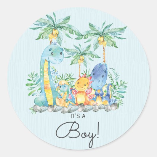 可愛い恐竜それが男の子の好意ステッカー ラウンドシール (正面)