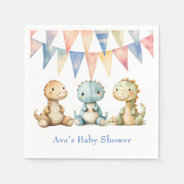 可愛い恐竜と友達の男の子の赤ちゃんシャワー スタンダードカクテルナプキン