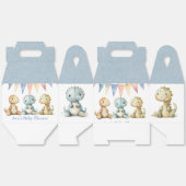 可愛い恐竜と友達の男の子の赤ちゃんシャワー フェイバーボックス (見開き)