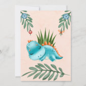 可愛い恐竜と友達の男の子の赤ちゃんシャワー 招待状 (裏面)