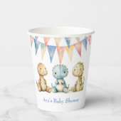 可愛い恐竜と友達の男の子の赤ちゃんシャワー 紙コップ (裏面)