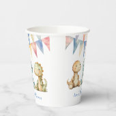 可愛い恐竜と友達の男の子の赤ちゃんシャワー 紙コップ (左)