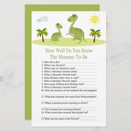 可愛い恐竜どのように良く知っているベビーショールゲーム (正面/裏面)