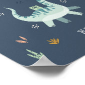 可愛い恐竜のカードとギフトパーティーのサイン ポスター (角)