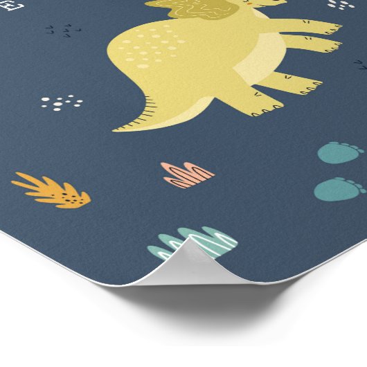 可愛い恐竜のカードとギフトパーティーのサイン ポスター (角)