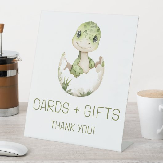 可愛い恐竜のカードとギフト赤ちゃんシャワーのサイン 台座サイン (インサイチュ)