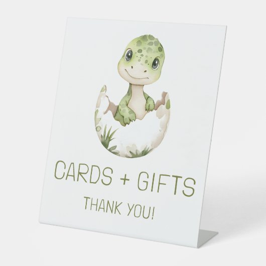 可愛い恐竜のカードとギフト赤ちゃんシャワーのサイン 台座サイン (正面)