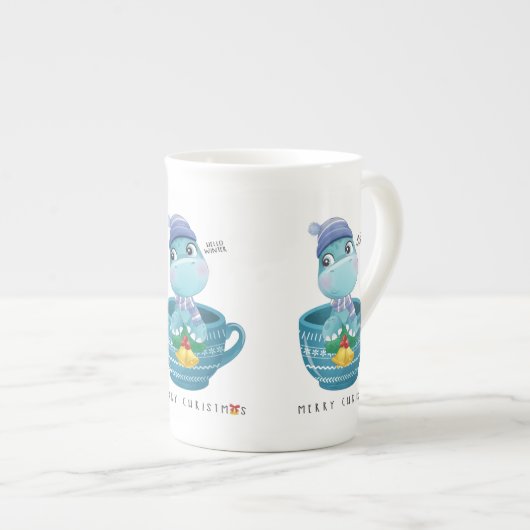 可愛い恐竜のクリスマス#3. ボーンチャイナマグカップ (正面右)