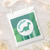 可愛い恐竜のグリー/ブルーの丸いフレーム フェイバーバッグ (クリップ留めされた状態)