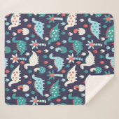 可愛い恐竜のシームレスパターン シェルパブランケット (正面(横))