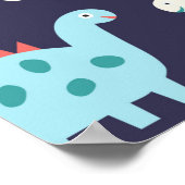 可愛い恐竜のシームレスパターン ポスター (角)