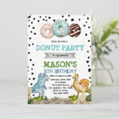 可愛い恐竜のドーナツパーティの招待状 招待状 (スタンド正面)