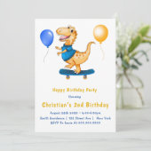 可愛い恐竜のバルーン2nd誕生日招待状 (スタンド正面)