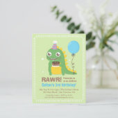 可愛い恐竜のバースデーパーティ招待状 招待状 (スタンド正面)