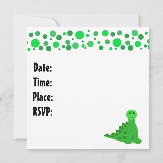 可愛い恐竜のバースデーパーティ招待状 招待状 (裏面)