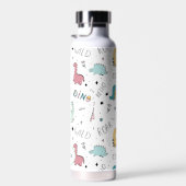 可愛い恐竜のパタパーソナライズされたーン名子供 ウォーターボトル (右面)