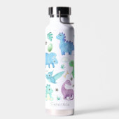 可愛い恐竜のパタパーソナライズされたーン ウォーターボトル (左面)