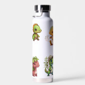 可愛い恐竜のパターンのパーソナライズされた子供の名前 ウォーターボトル (右面)